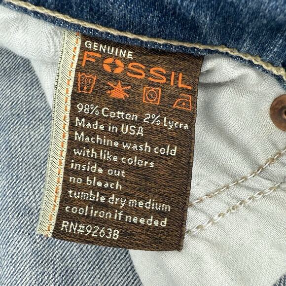 VTG Y2K FOSSIL Flare Women’s Jeans Worn Boot Cut 28 X 32 Raw Edge USA Made Low - Picture 5 of 8